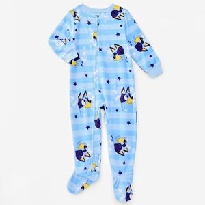 ​Toddler Boy Bluey Fleece Pajamas Size 4T | Zip Front Footie One-Piece